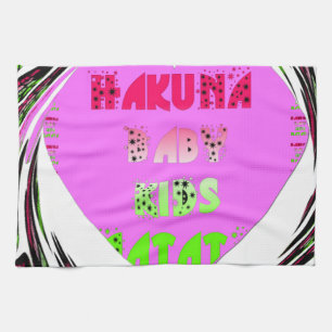 Baby Pink Hearts Hakuna Matata Baby Kids Design.p Tea Towel