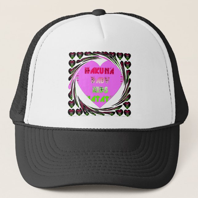 Baby Pink  Hearts Hakuna Matata Baby Kids Design.p Trucker Hat (Front)