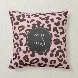 Baby Pink Leopard Animal Print; Chalkboard Cushion
