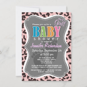 Baby Pink Leopard Animal Print Invitation