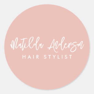 Baby pink modern minimal elegant script classic round sticker