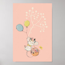 baby pink nursery poster - cute little mouse