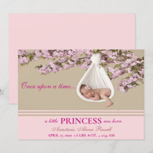Baby Pink Overlay Birth Announcement