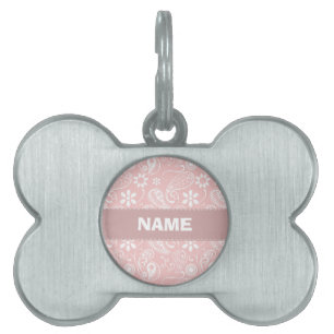 Baby Pink Paisley Pet Name Tag