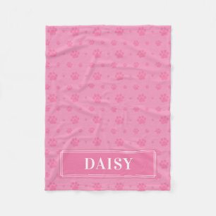 Baby Pink Paws Monogram Pet Fleece Blanket