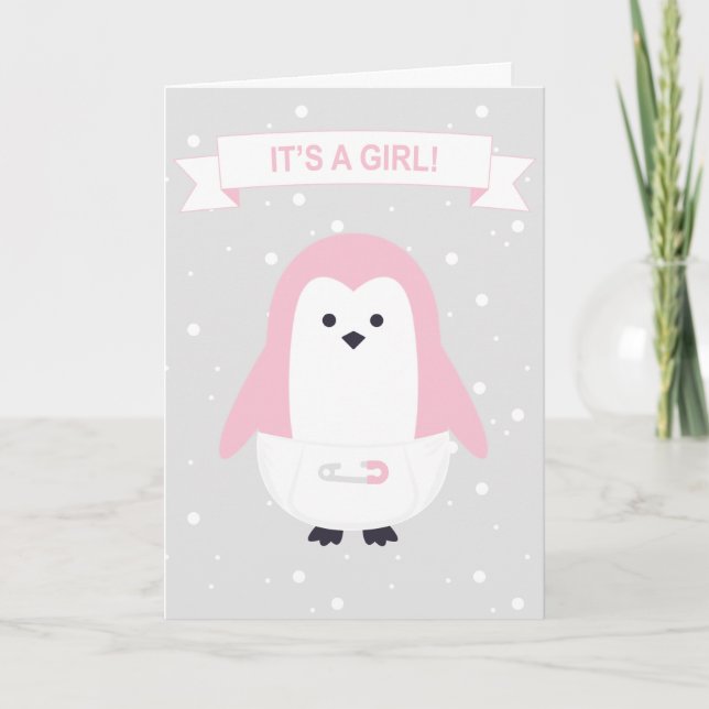 Baby Pink Penguin Card (Front)