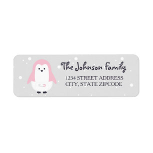Baby Pink Penguin Return Address Label