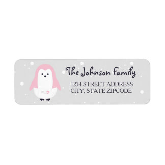 Baby Pink Penguin Return Address Label