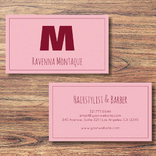 Baby Pink Personalized Monogram Letter Name Business Card