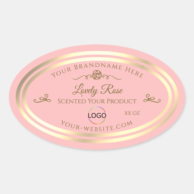 Baby Pink Product Label with Gold Frame and Logo (Front)