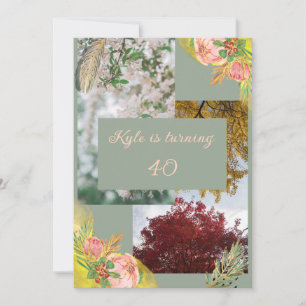 Baby Pink Proteas 40th Invitation