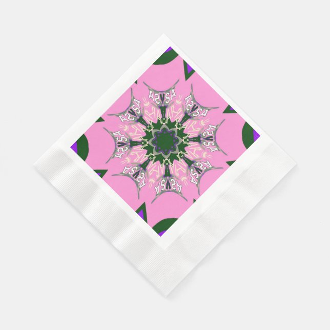 Baby Pink Purple Monogram Motif Napkins (Corner)