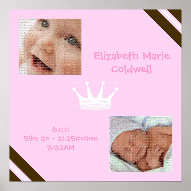 Baby Pink Queen Collage Wall Art Poster (Front)