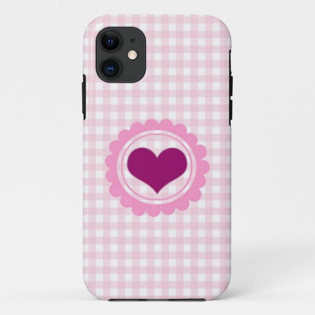 Baby Pink Squared heart design Case-Mate iPhone Case (Back)