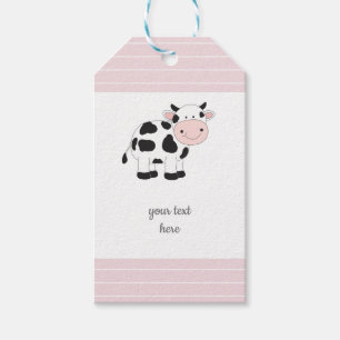 Baby Pink Stripes Cow Gift Tags