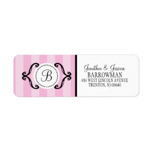 Baby Pink Sweet Charming Striped Personalised Return Address Label
