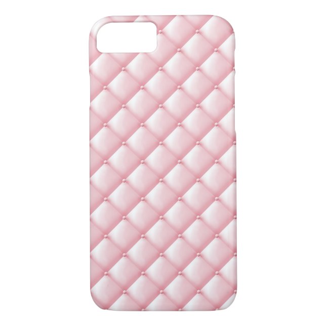 Baby Pink Tuft Leather Buttons Plush Case-Mate iPhone Case (Back)