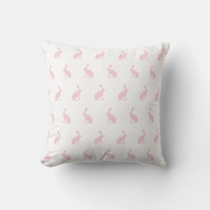 Baby Pink Upright Rabbits & Polka Dots Pattern. Cushion