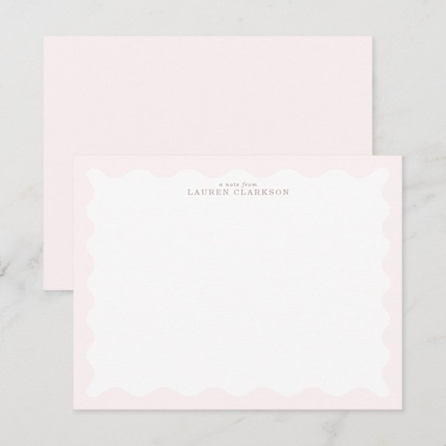 Baby Pink Wavy Frame Note Card (Front/Back)