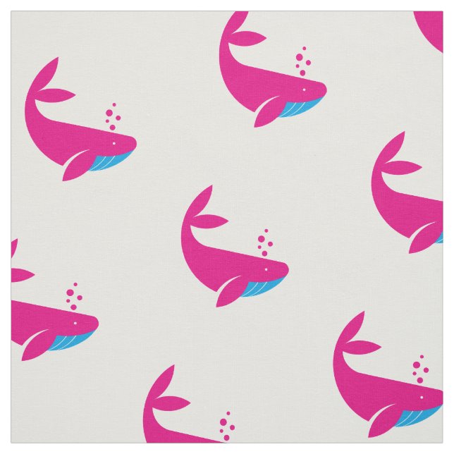 Baby Pink Whale Blowing Bubbles Girls Nautical Fabric (Swatch)
