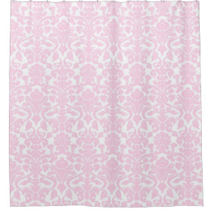 Baby Pink White Floral Damask Shower Curtain