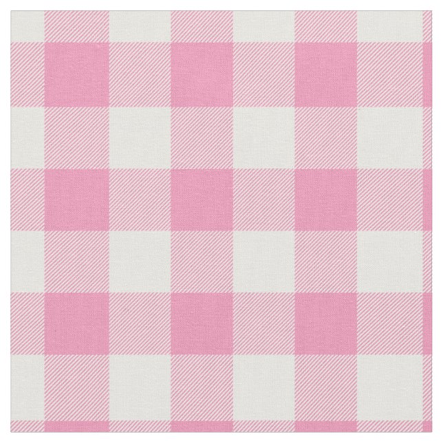 Baby Pink & White Gingham Plaid Fabric (Close Up)
