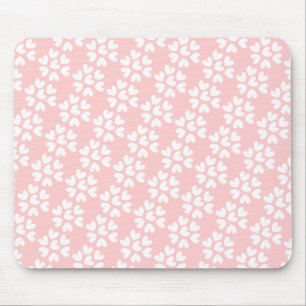 Baby Pink White Sweet Hearts Pattern Mouse Pad