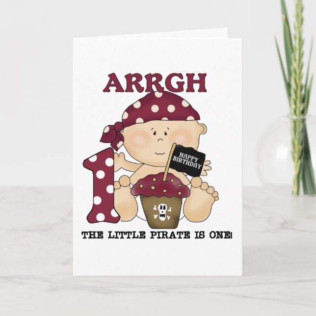 Baby Pirate 1st Birthday Tshirts and Gifts Card (Front)
