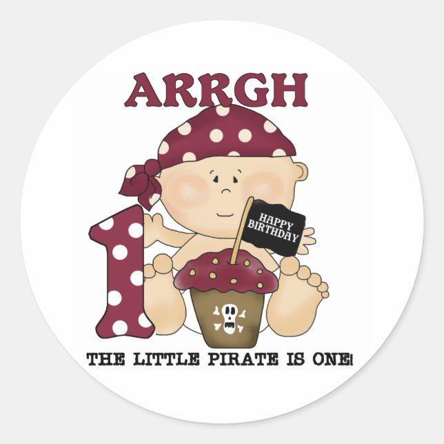 Baby Pirate 1st Birthday Tshirts and Gifts Classic Round Sticker (Front)