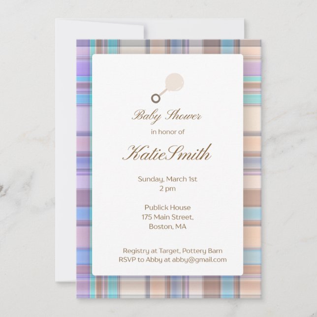 Baby Plaid Invitation (Front)