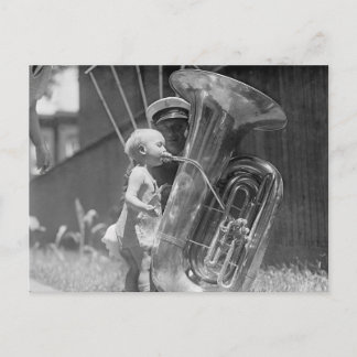 Baby Playing Tuba, 1923 Postcard