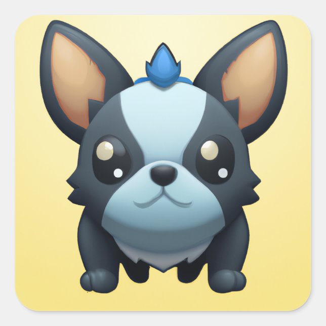 Baby Pokemon Style French Bulldog Square Sticker (Front)
