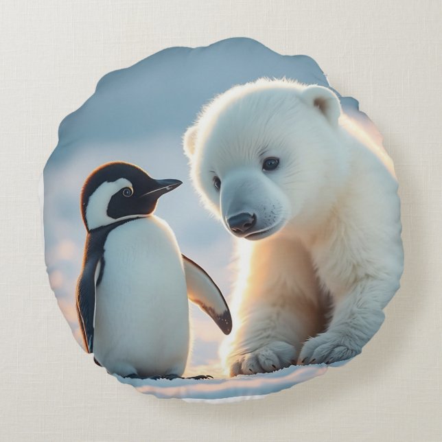 Baby polar bear and penguin pillow cushions. (Back)