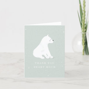 Baby Polar Bear Blue Winter Baby Shower Thank You Card