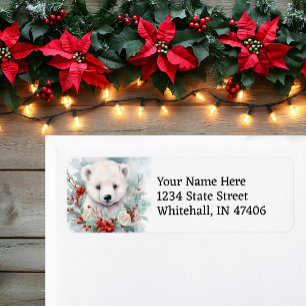 Baby Polar Bear Christmas Easy Read Return Address Label