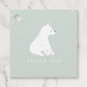 Baby Polar Bear Cub Winter Blue Baby Shower Favour Tags