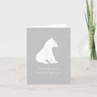Baby Polar Bear Gray Winter Baby Shower Thank You