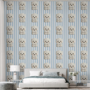 Baby Polar Bear on Stripes Wallpaper