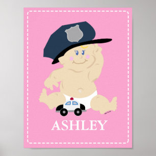 Baby POLICE OFFICER Nursery Room Art Print Gift