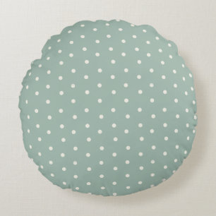 Baby polka dot pattern on green blue background round cushion