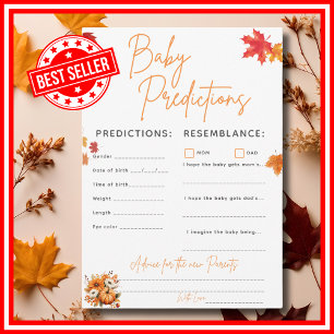 BABY PREDICTION Baby Shower Game A Little Pumpkin Invitation