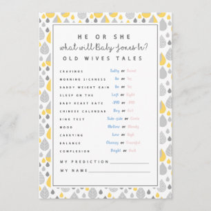 baby prediction card baby shower game mum to be