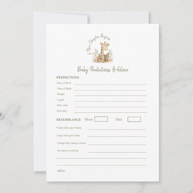  Baby Prediction  Game A New Chapter Begins  Invitation (Front)