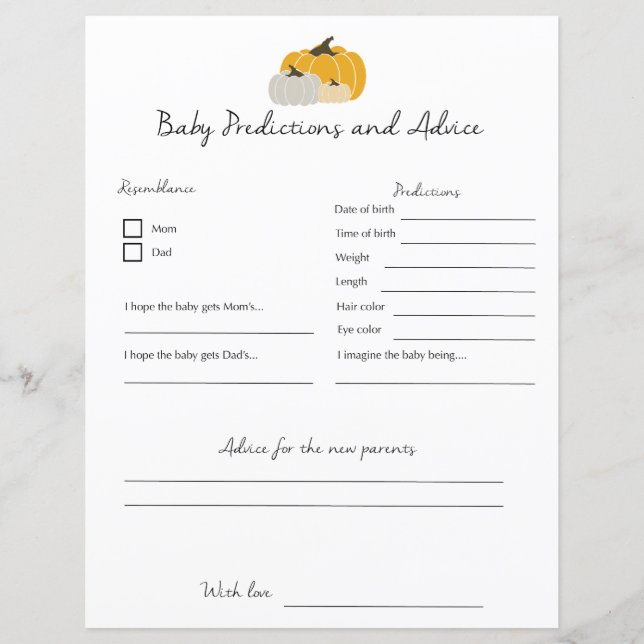 Baby Predictions & Advice (Front)