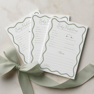 Baby Predictions Advice Baby Shower Game Green Card