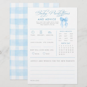Baby Predictions & Advice Bow Baby Shower Game