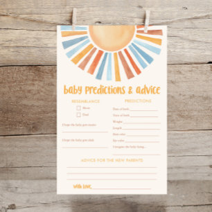 Baby predictions advice card sunshine boho sun