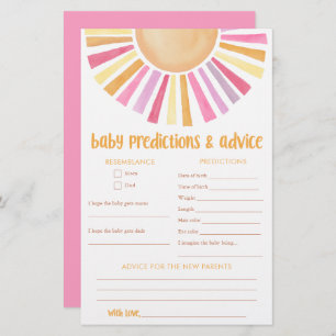 Baby predictions advice card sunshine girl boho