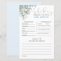Baby Predictions and Advice Baby Shower Card