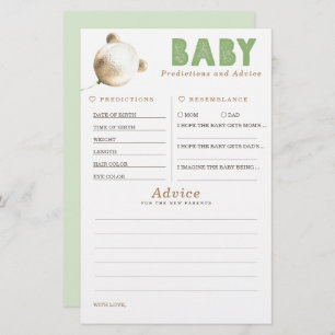Baby Predictions and Advice Baby Shower Game